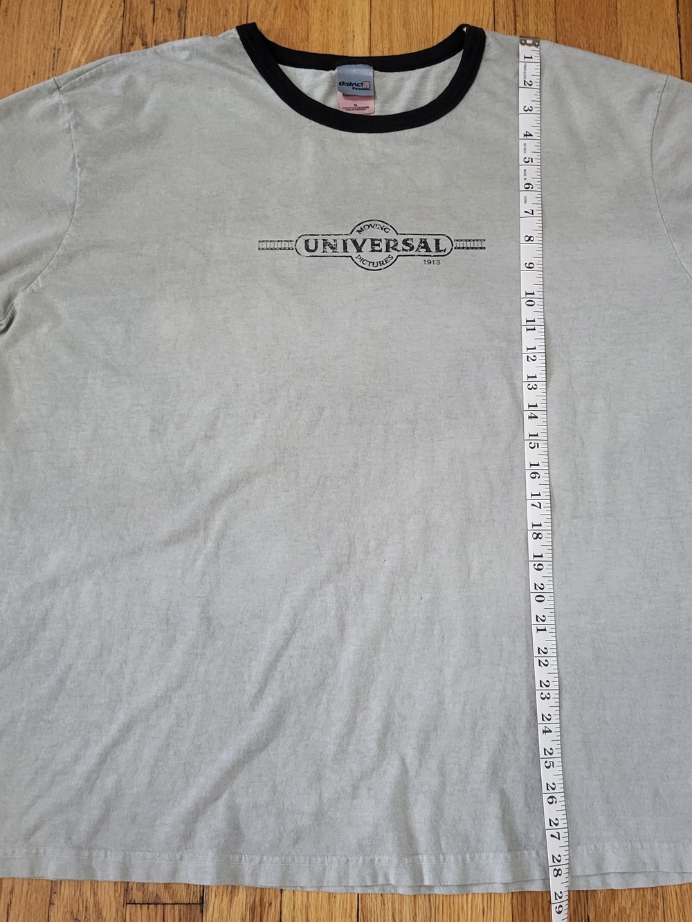 Universal Men's Light Gray Ringer Tee with Black Collar